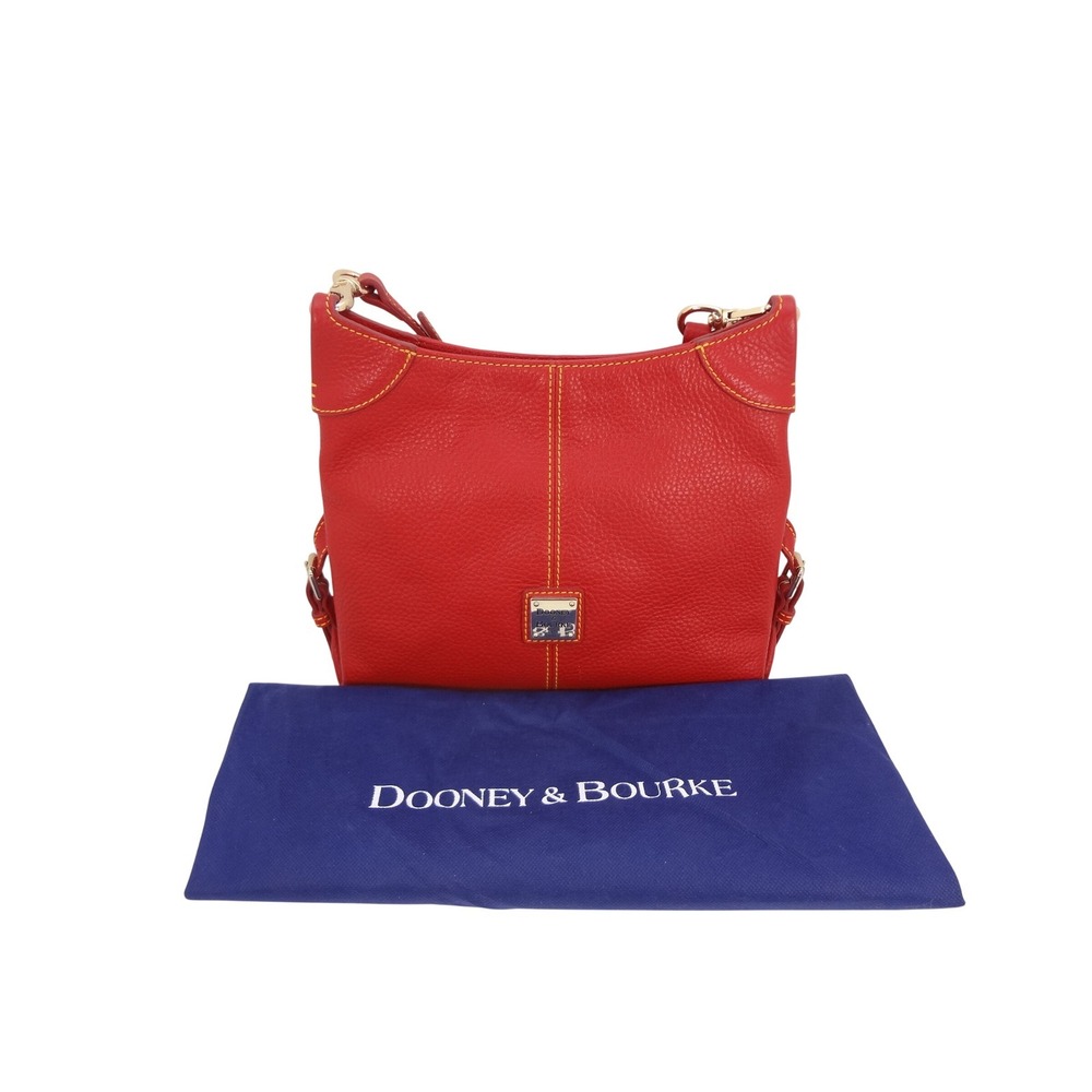 Dooney & Bourke Red Pebbled Leather Crossbody Bag with‎ Contrast Stitching